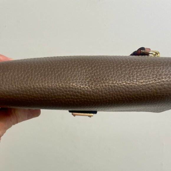 Dooney & Bourke Pebble Leather Continental Wallet Crossbody, Taupe/Elephant Gray - Picture 4 of 6